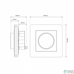 Interruptor Heatit Z-Dim de pared con módulo dimmer con regulador rotacional