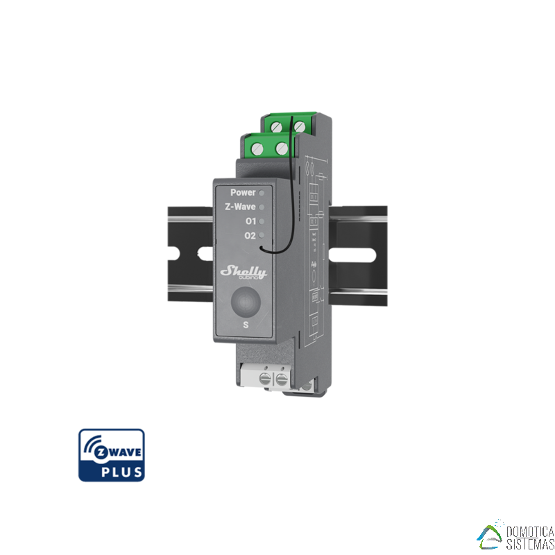 Shelly Qubino Wave PRO 2 - Módulo de carril DIN de 2 relés de contacto seco Z-Wave 800