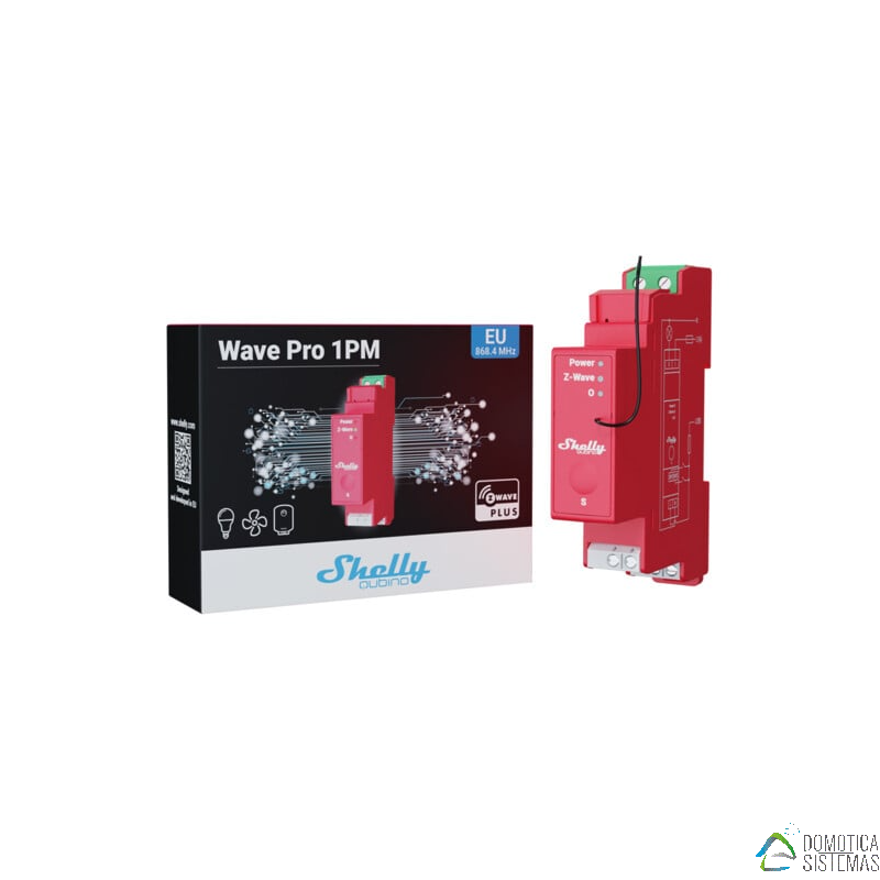 Shelly Qubino Wave Pro 1PM - Módulo de carril DIN 1 relé Z-Wave 800 con medición de consumo