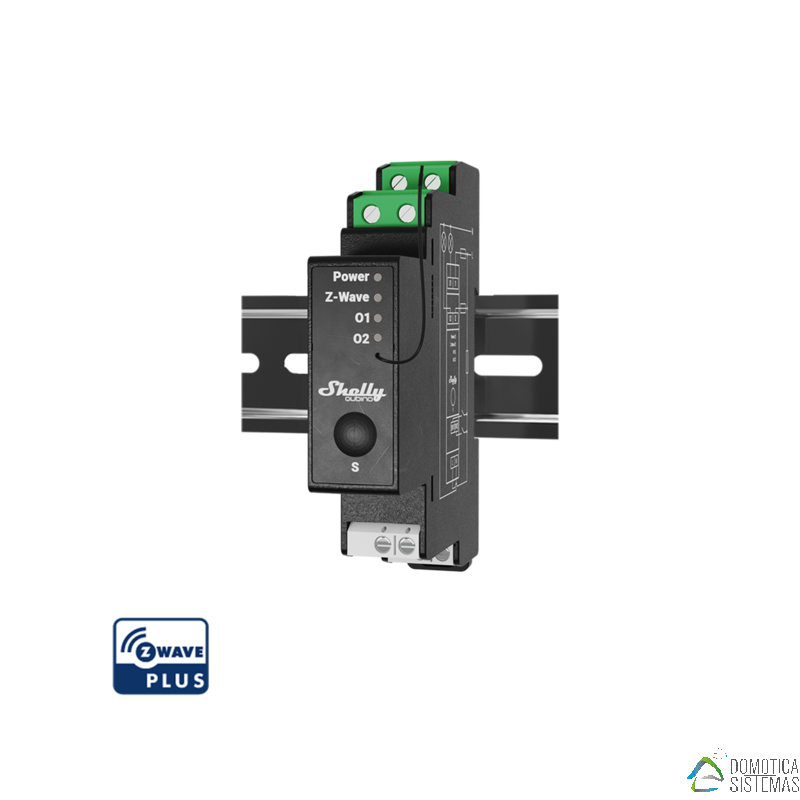 Shelly Qubino Wave Pro 2PM - Modulo Carril DIN de 2 Canales Z-Wave 800 con medidor de consumo